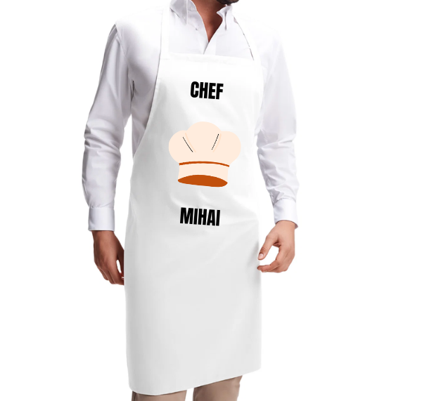 Șorț de bucătărie personalizat cu nume – model Chef