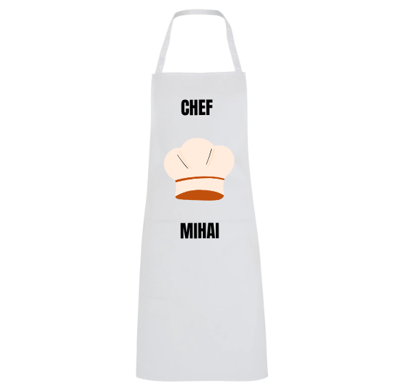 Șorț de bucătărie personalizat cu nume – model Chef