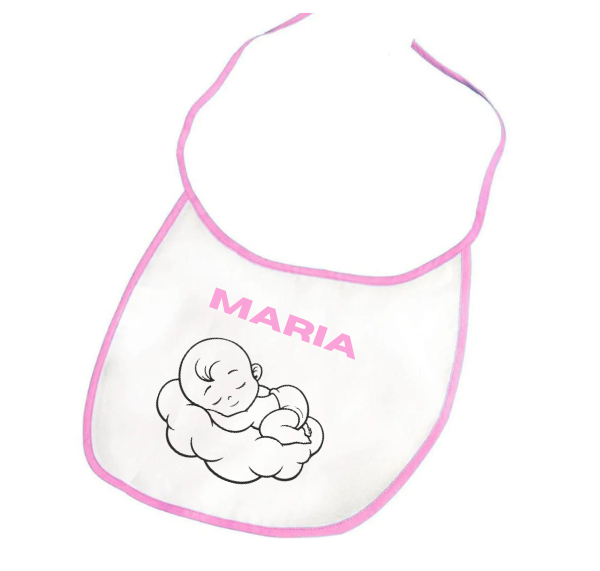 Bavețică roz personalizată pentru bebeluși cu nume