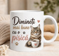 Cană cu pisică „Dimineți mai bune cu o pisică”
