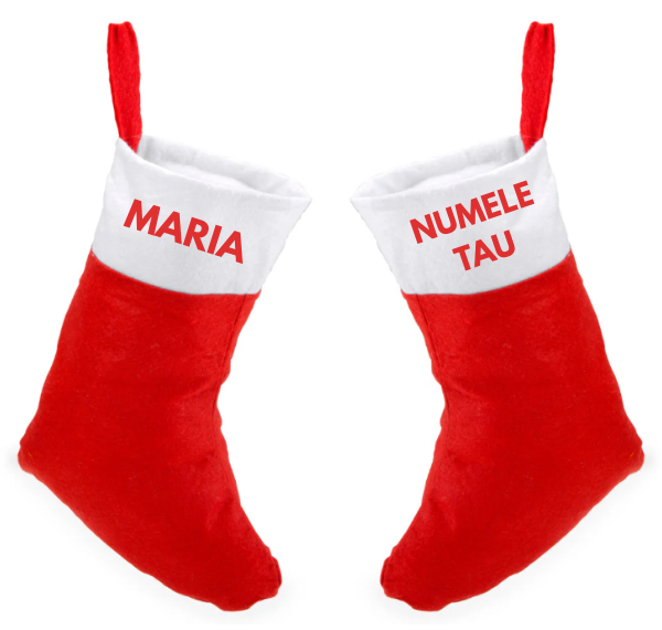 Ciorap de Crăciun Personalizabil cu Text – Decor Festiv pentru Cadouri