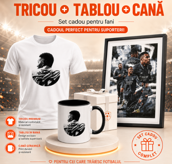 Pachet Cadou Mbappe – Tricou + Cană + Tablou