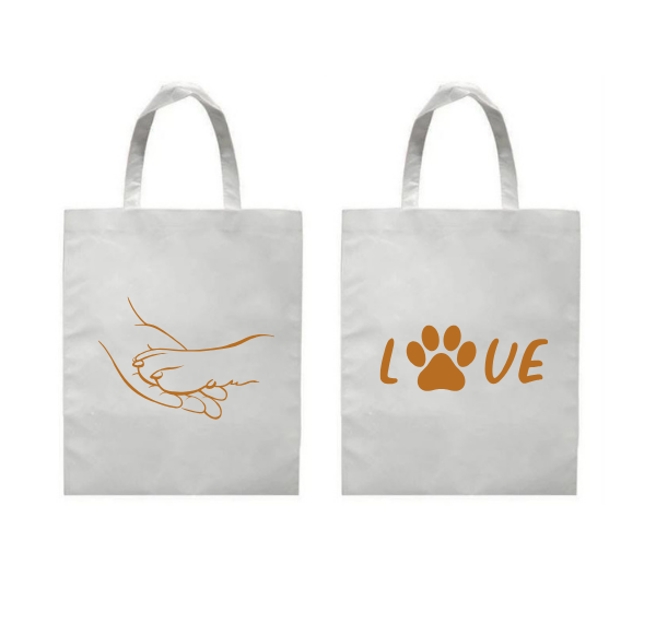 Sacoșă „LOVE” cu lăbuță – Tote bag pentru iubitorii de câini
